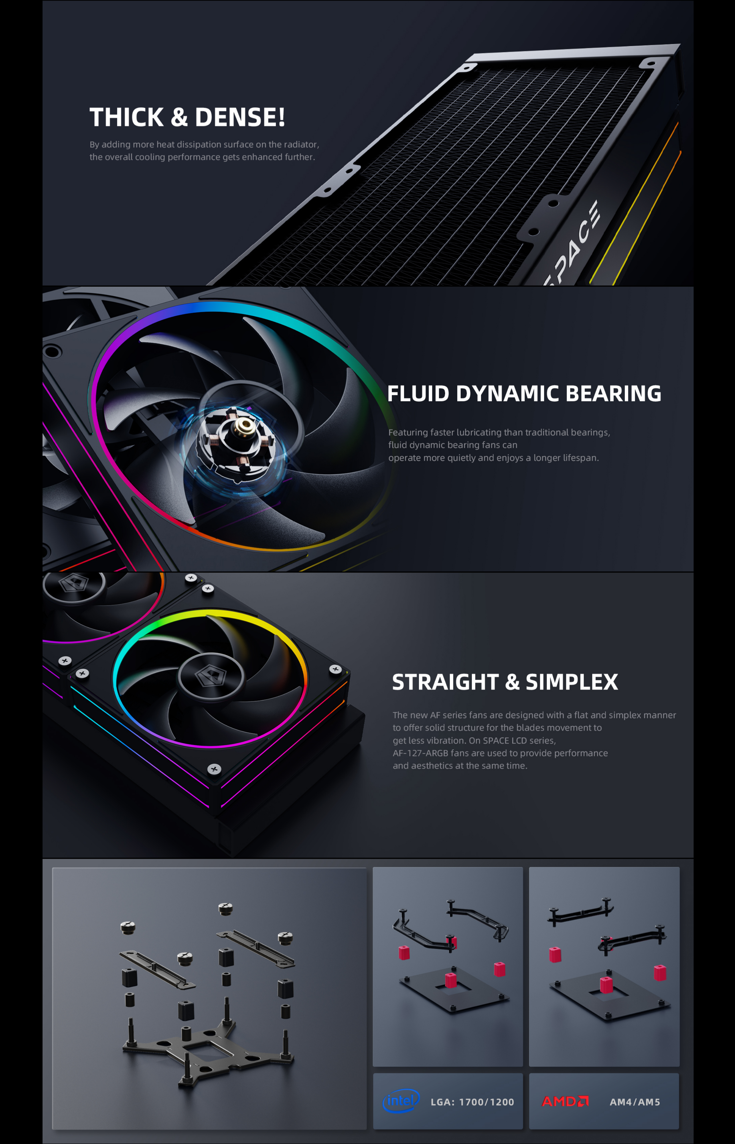 A large marketing image providing additional information about the product ID-COOLING Space LCD 240mm AIO CPU Liquid Cooler - Black - Additional alt info not provided